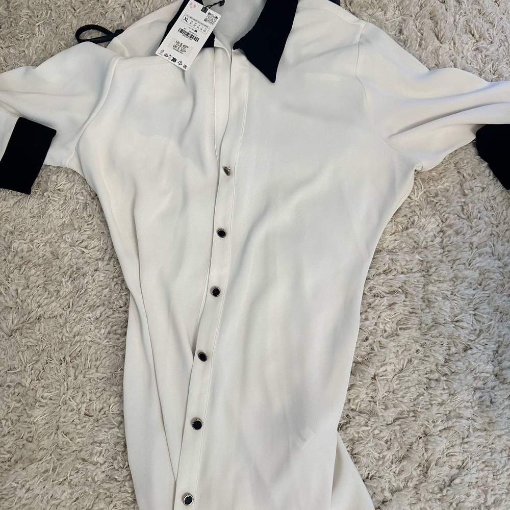 Zara White Shirt with Black Accents